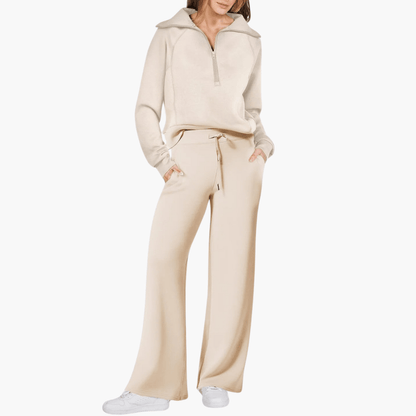 Women's Relaxed Zip-Up Wide Leg Lounge Set