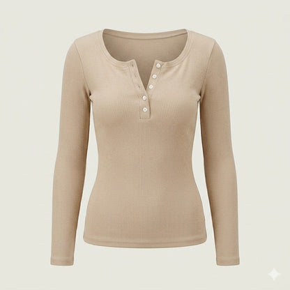 Women's Slim Fit Ribbed Button Top