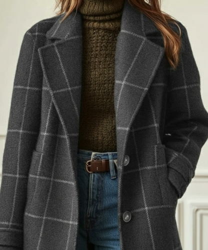 Women's Structured Wool Check Winter Coat