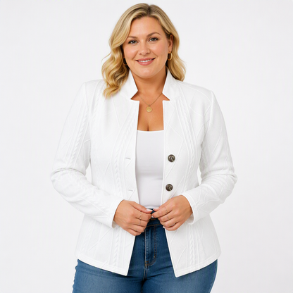 Women's Textured Blazer White - Front