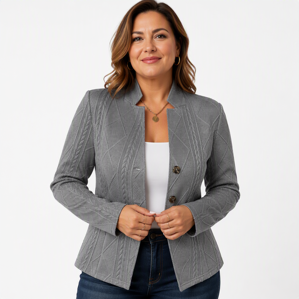Women's Textured Blazer Gray - Front