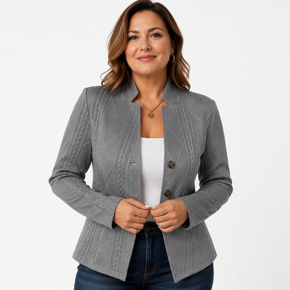 Women's Textured Blazer Gray - Front