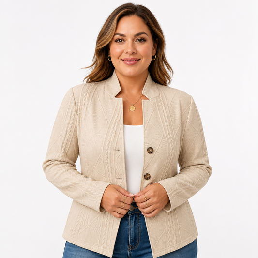 Women's Textured Blazer Beige - Front