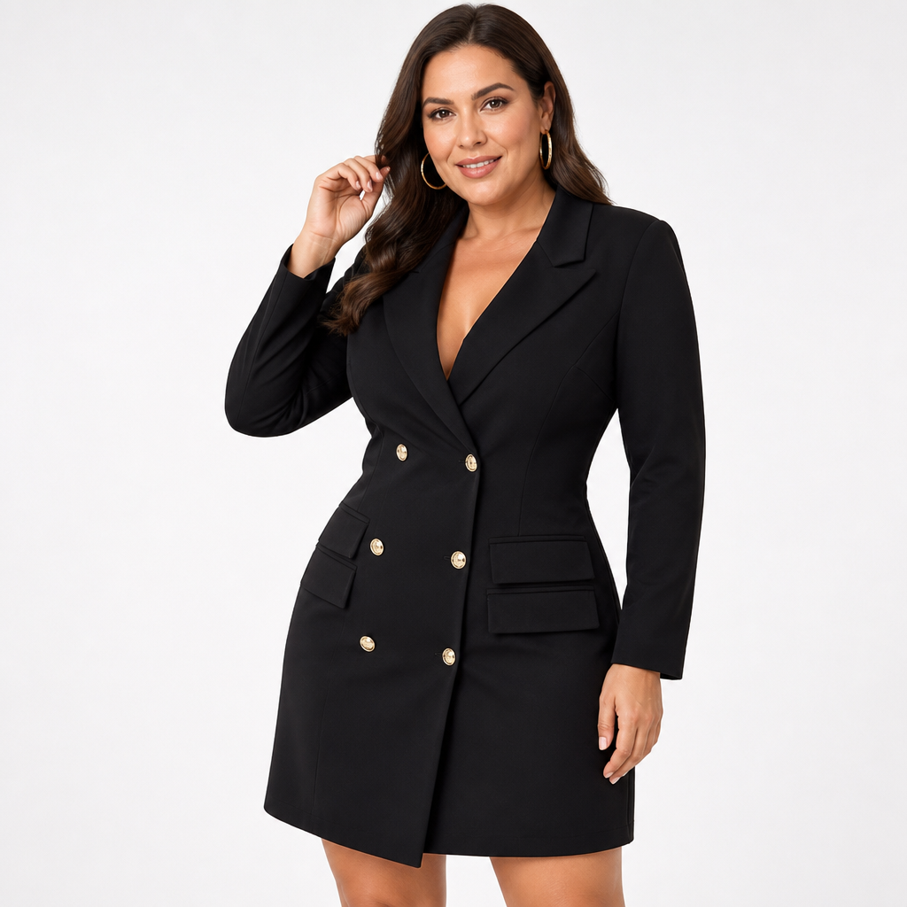 Women's Blazer Dress Black - front