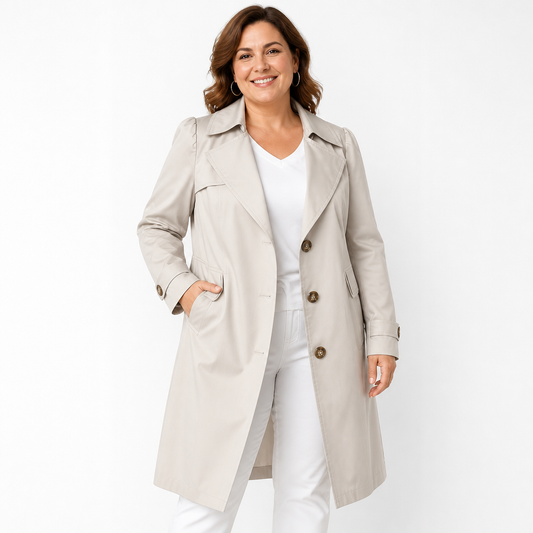 Women's Lightweight Polyester Trench Coat Beige - front