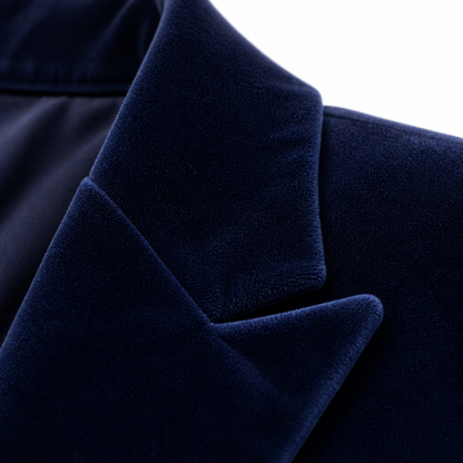 Women's Velvet Blazer Dark Blue - fabric macro