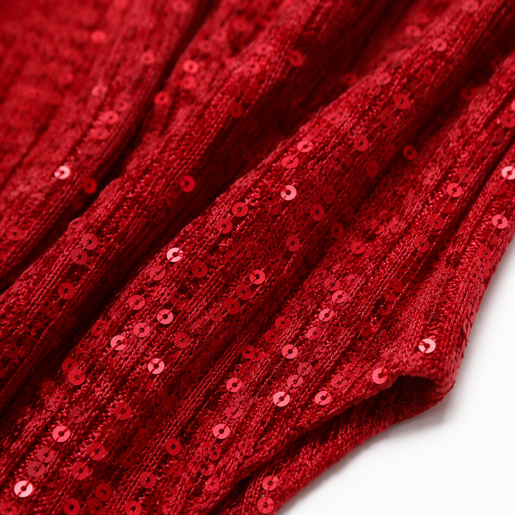 Sequined Cardigan Red - fabric macro
