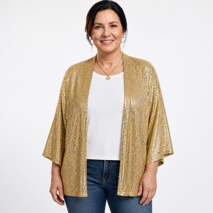 Sequined Cardigan Gold - front