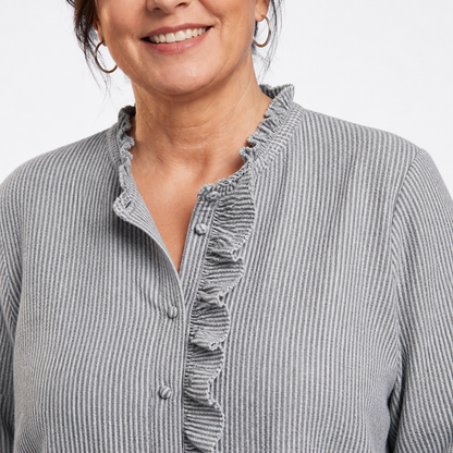 Textured Cotton Blouse Grey - detail close-up