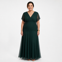 Women's Elegant Pleated Maxi Dress | Stylish V-Neck Formal Gown