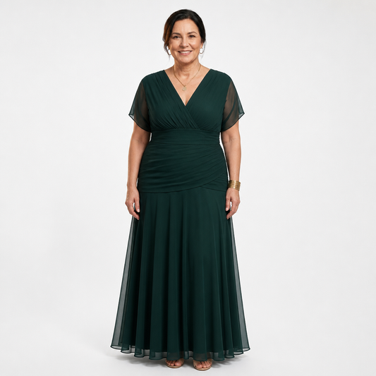 Pleated Maxi Dress Bottle Green - front
