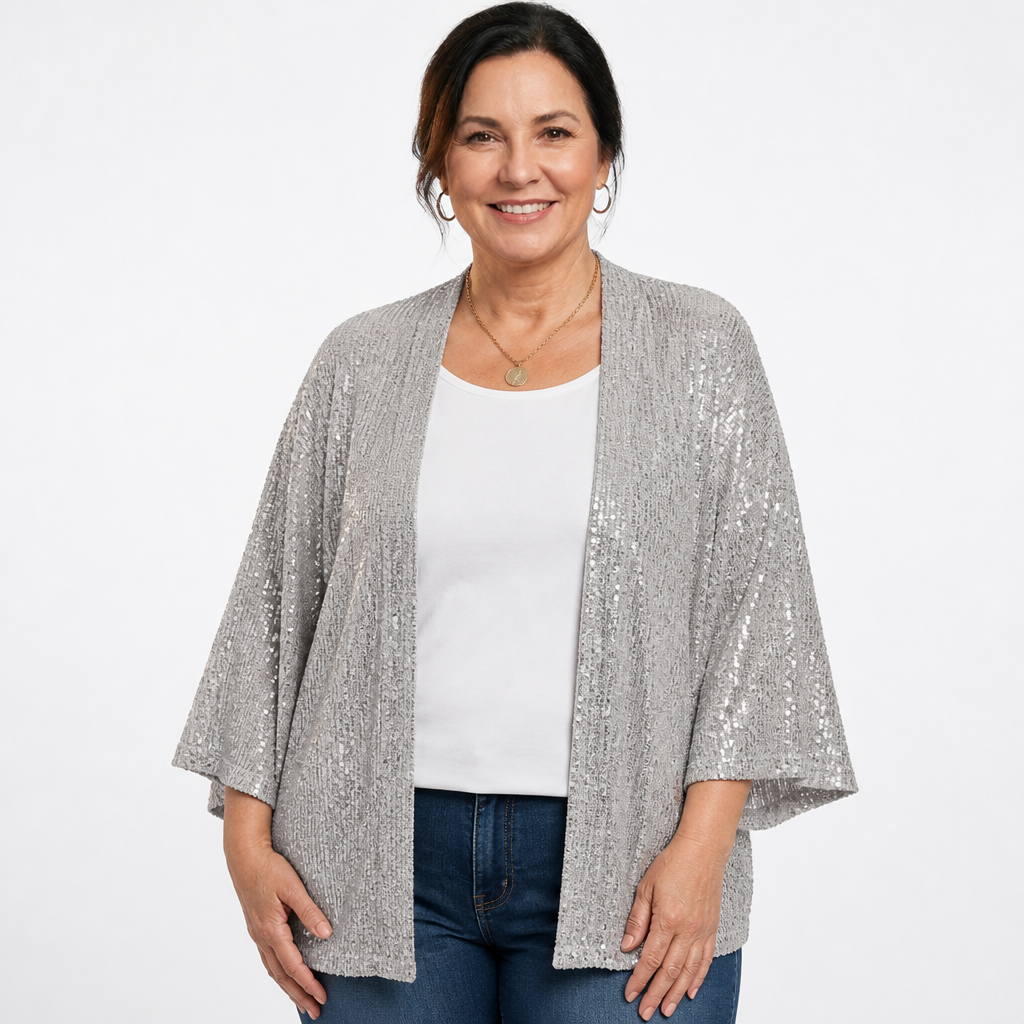 Sequined Cardigan Silver - front