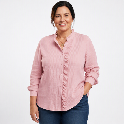 Textured Cotton Blouse Pink - front