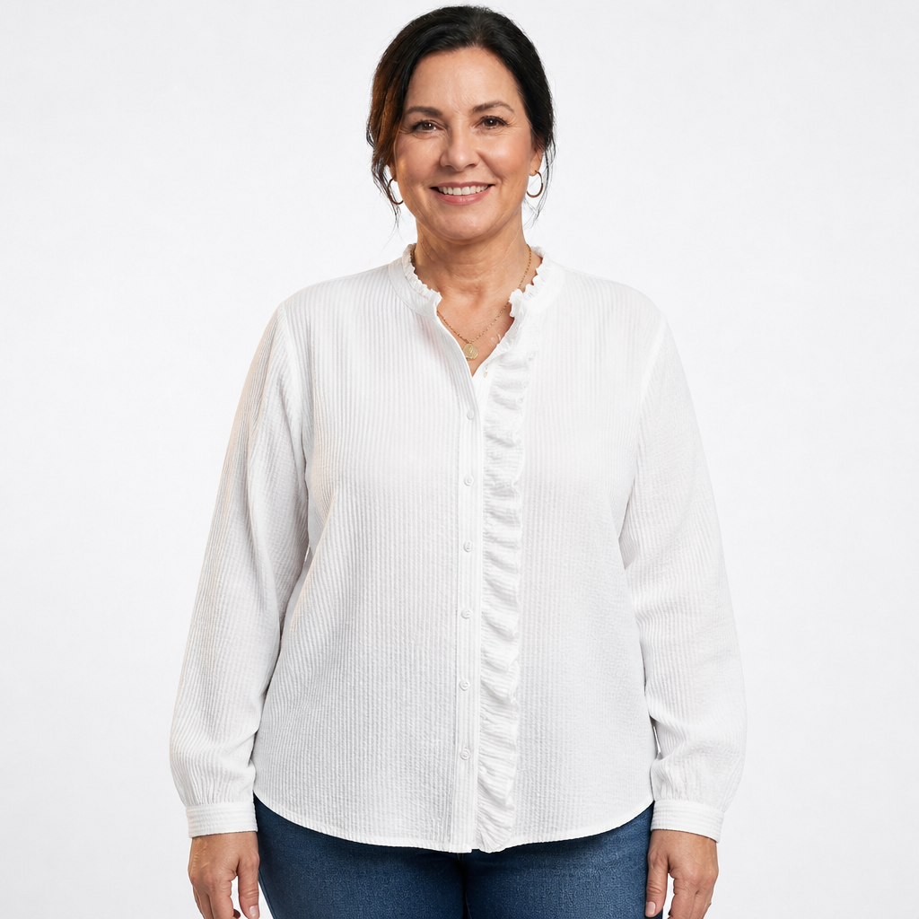 Textured Cotton Blouse White - front