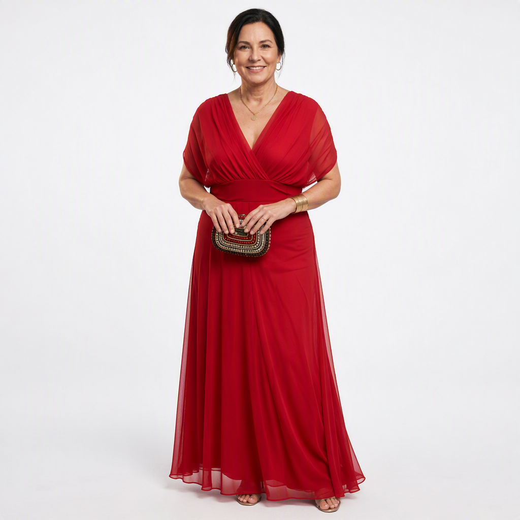 Pleated Maxi Dress Passionate Red - front