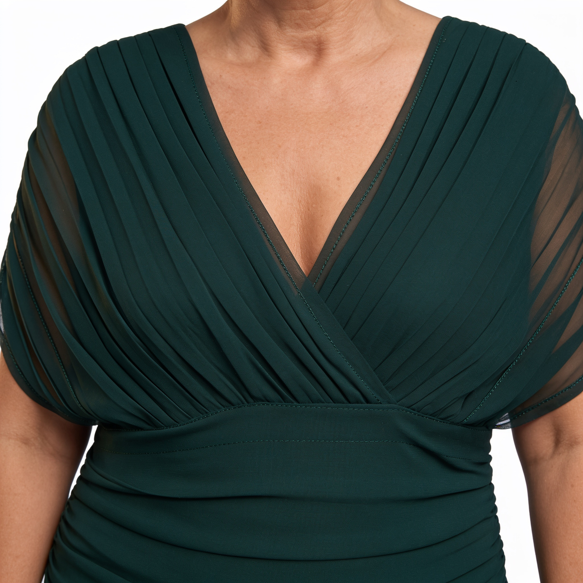 Pleated Maxi Dress Bottle Green - detail close-up