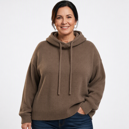 Cozy Warm Hoodie Sweatshirt Brown - front