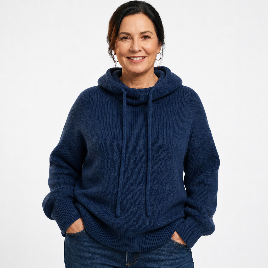 Cozy Warm Hoodie Sweatshirt Dark Blue - front