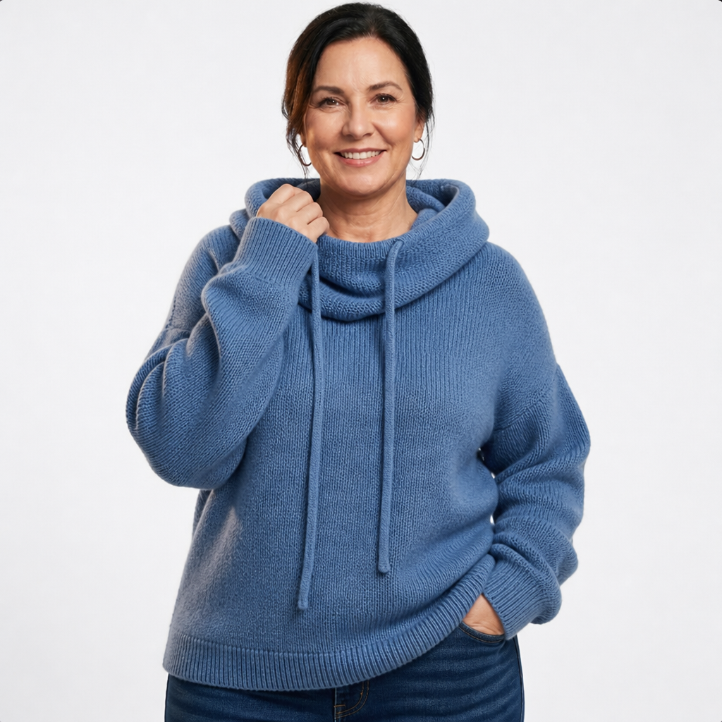 Cozy Warm Hoodie Sweatshirt Blue - front