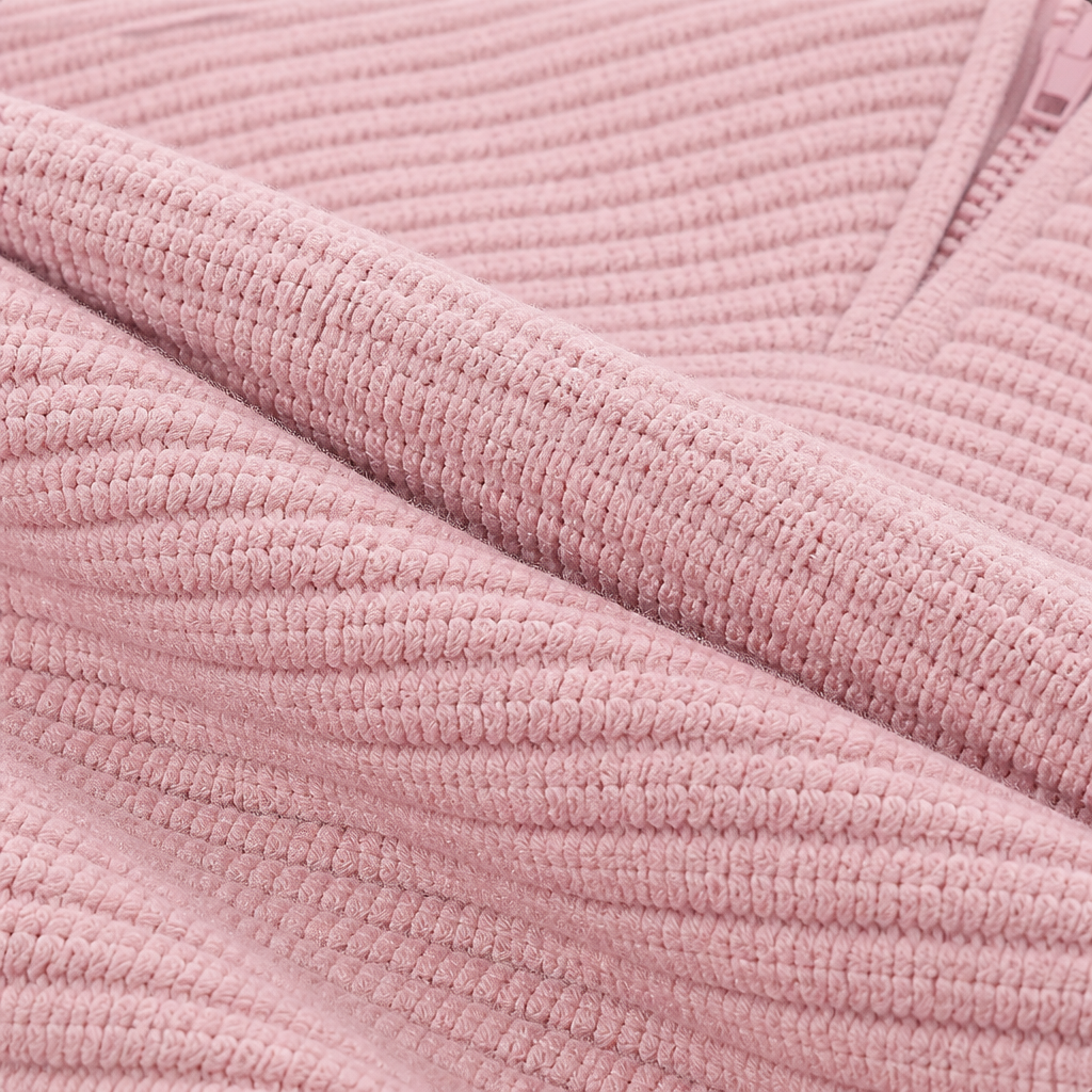 V-Neck Zip Detail Sweater Pink - fabric macro