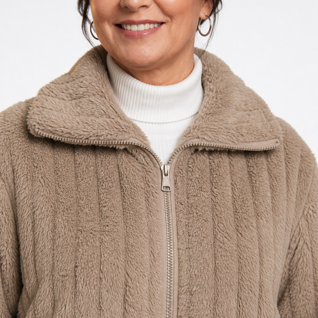 Oversized Fluffy Cardigan Sweater Khaki - detail