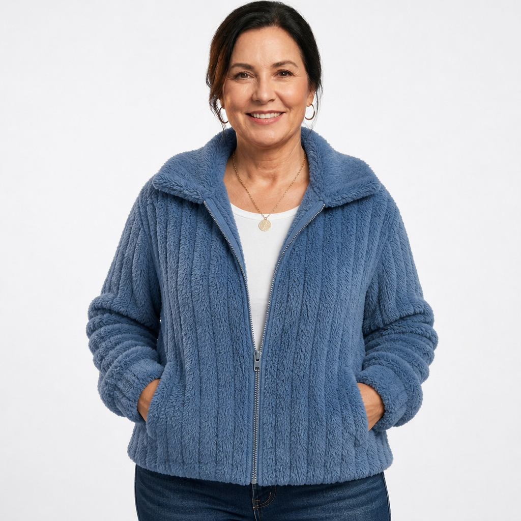 Oversized Fluffy Cardigan Sweater Blue - front