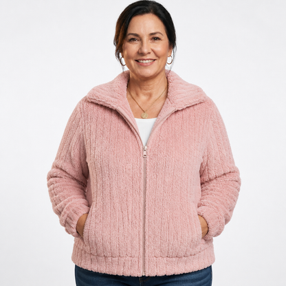Oversized Fluffy Cardigan Sweater Pink - front