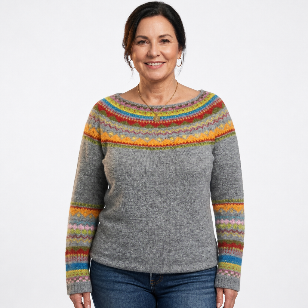 Nordic Knit Sweater Grey/Rainbow - front