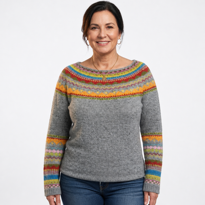 Nordic Knit Sweater Grey/Rainbow - front