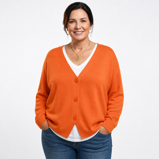 Cozy Cardigan Sweater Orange - front