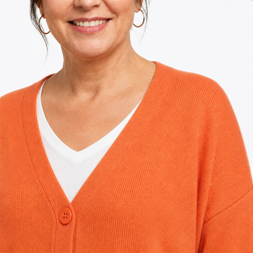 Cozy Cardigan Sweater Orange - detail