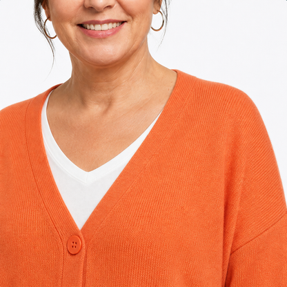 Cozy Cardigan Sweater Orange - detail