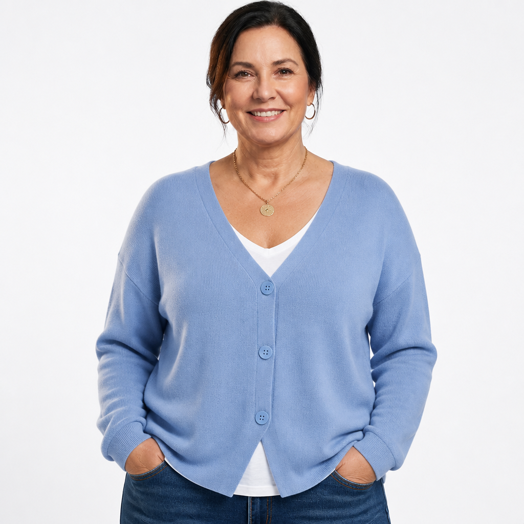 Cozy Cardigan Sweater Blue - front