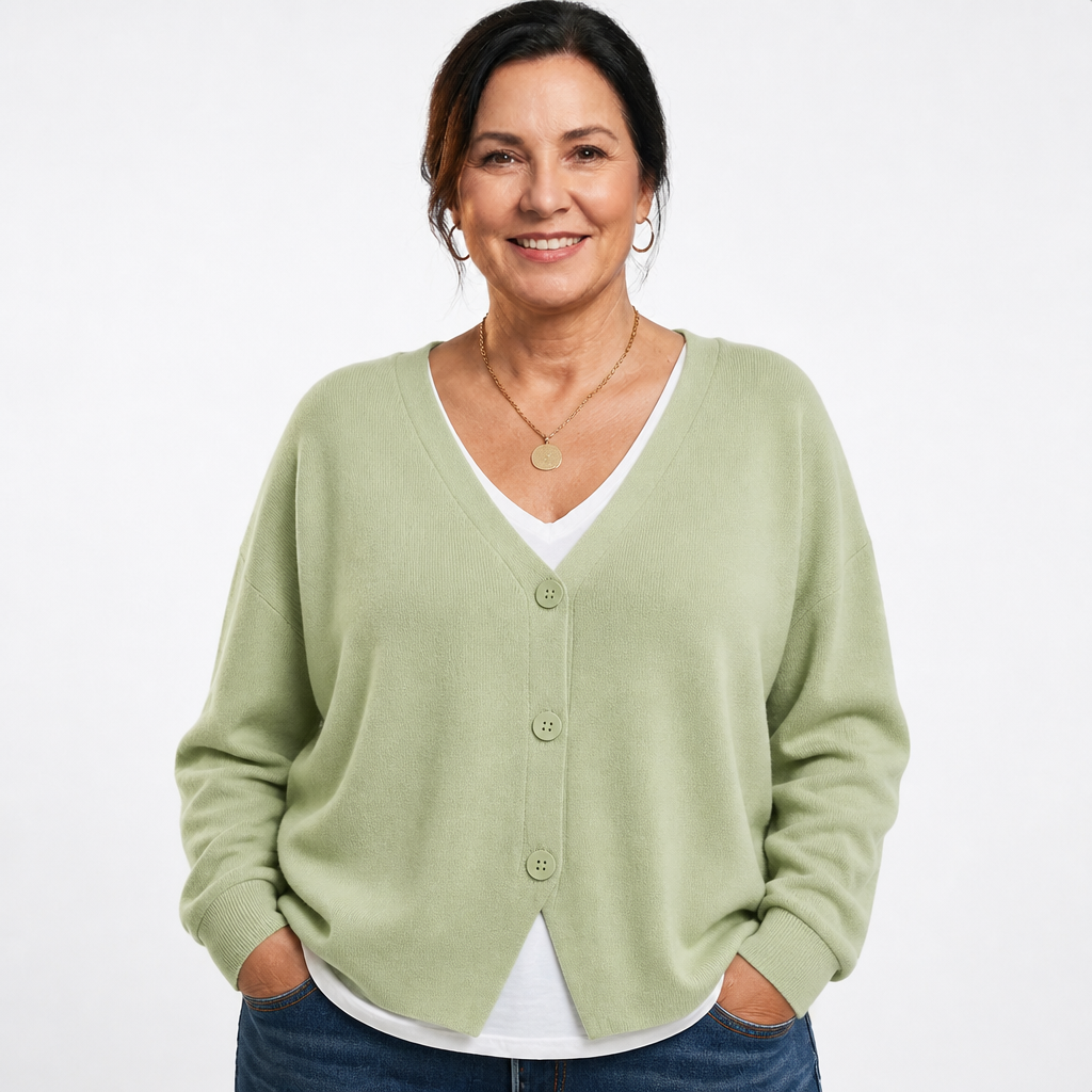 Cozy Cardigan Sweater Light green - front