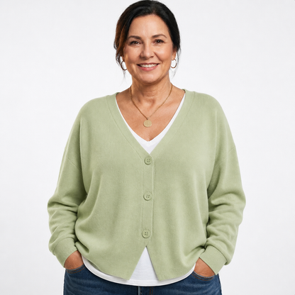 Cozy Cardigan Sweater Light green - front