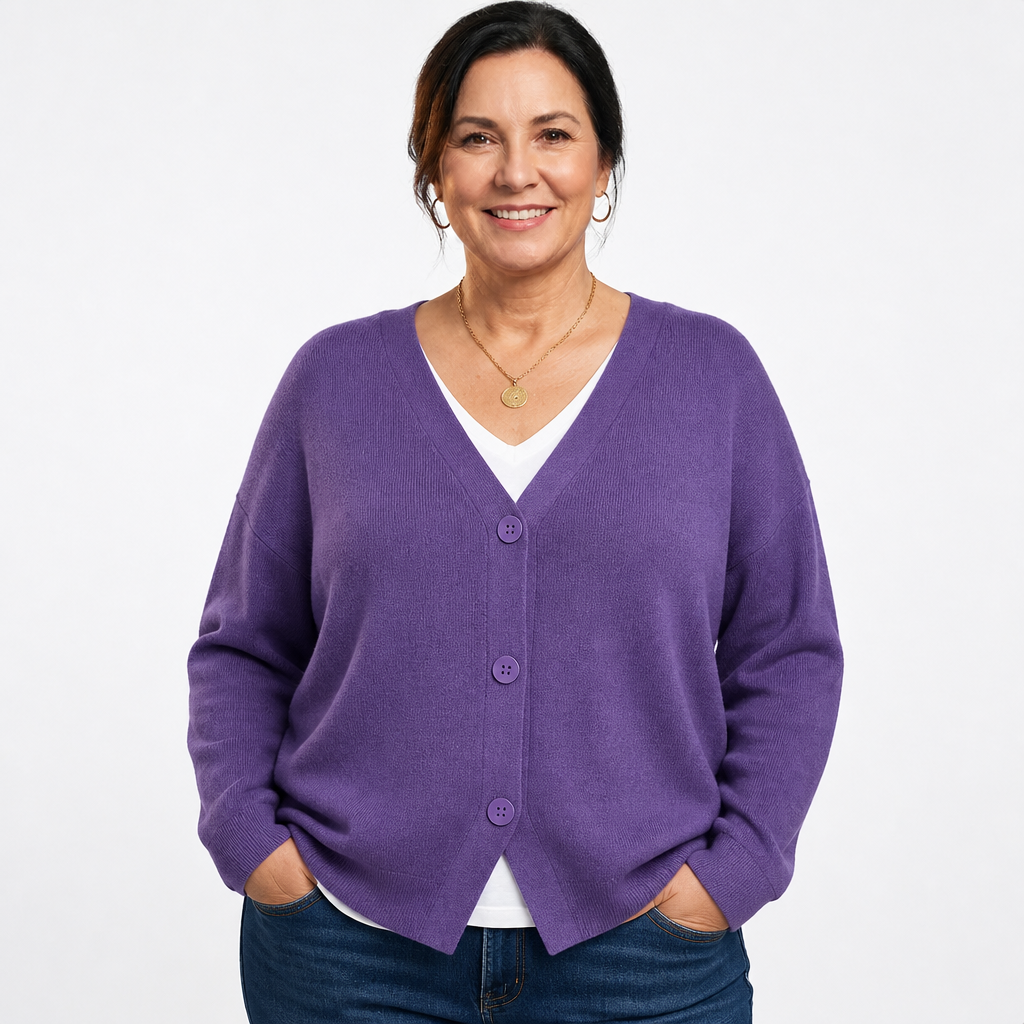 Cozy Cardigan Sweater Purple - front
