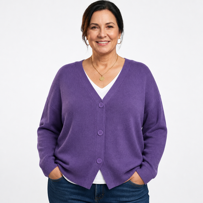 Cozy Cardigan Sweater Purple - front