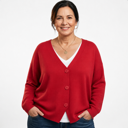 Cozy Cardigan Sweater Red - front