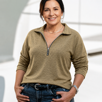 Women's Casual Relaxed Half-Zip Pullover Sweater