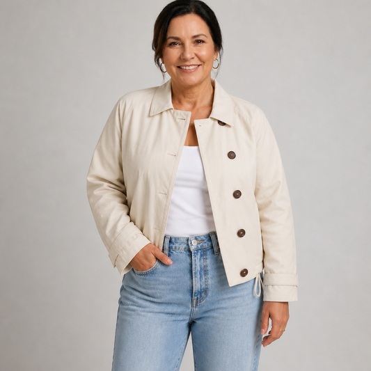 Cropped Classic Collar Jacket - 1