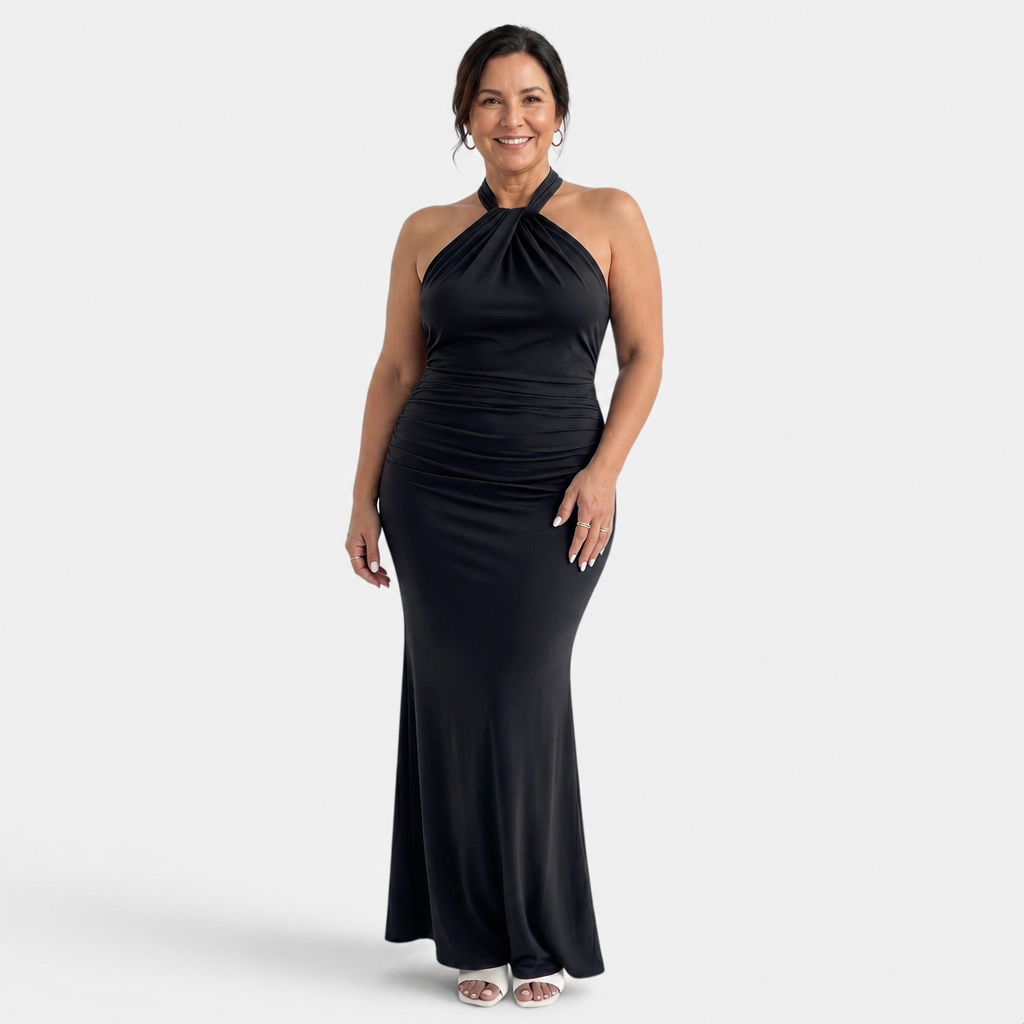 Halter Backless Maxi Dress - 1