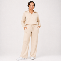 Women's Relaxed Zip-Up Wide Leg Lounge Set
