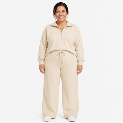 Zip-Up Wide Leg Lounge Set - 2
