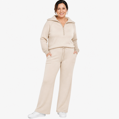 Zip-Up Wide Leg Lounge Set - 3