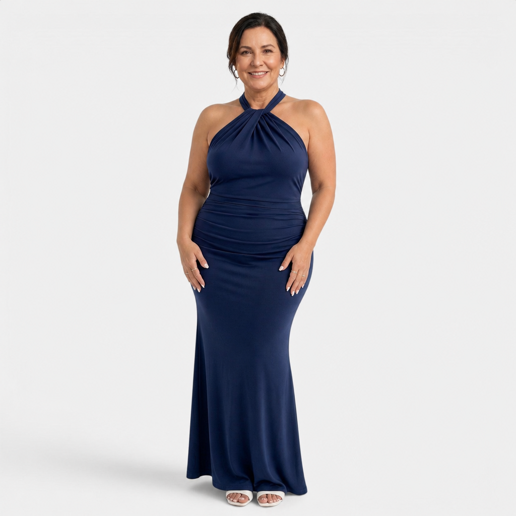 Halter Backless Maxi Dress - 8