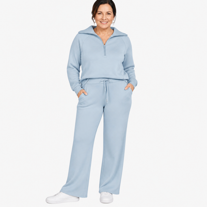 Zip-Up Wide Leg Lounge Set - 5