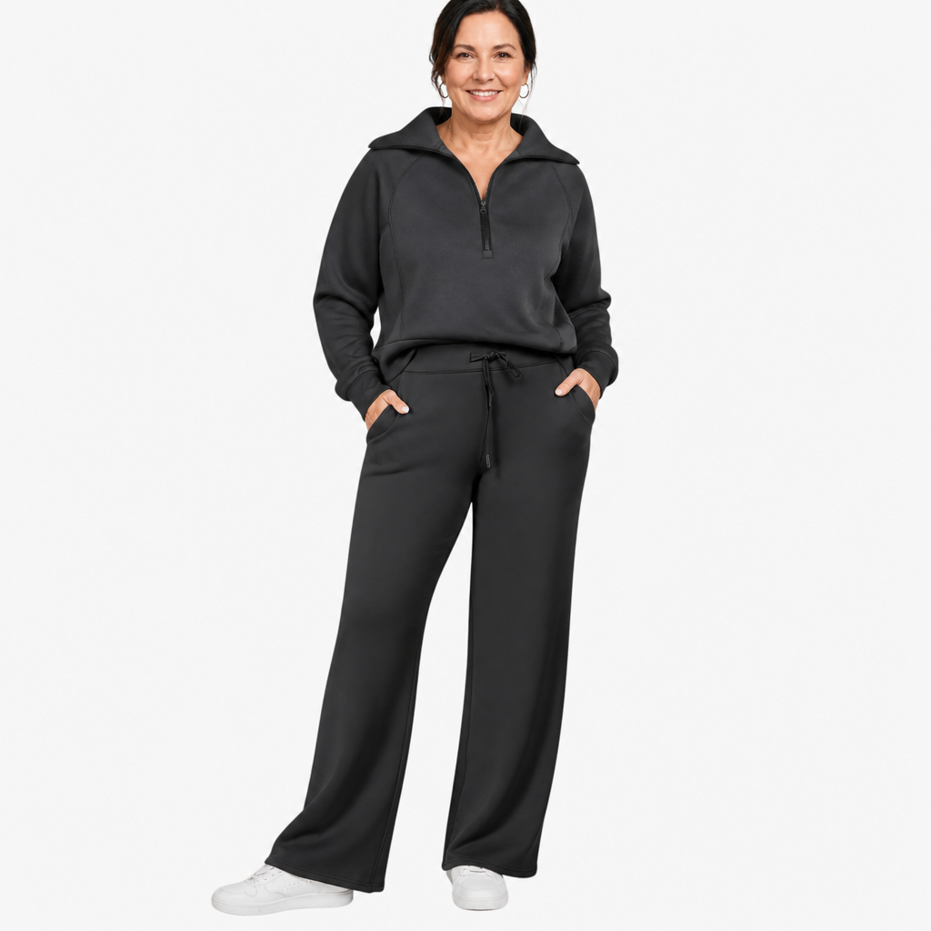 Zip-Up Wide Leg Lounge Set - 6