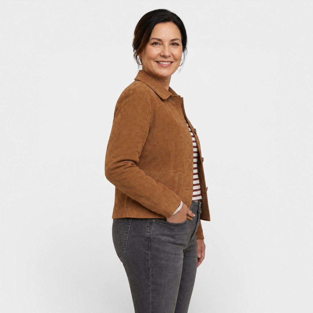Brown Suede Mid-Season Jacket - 2