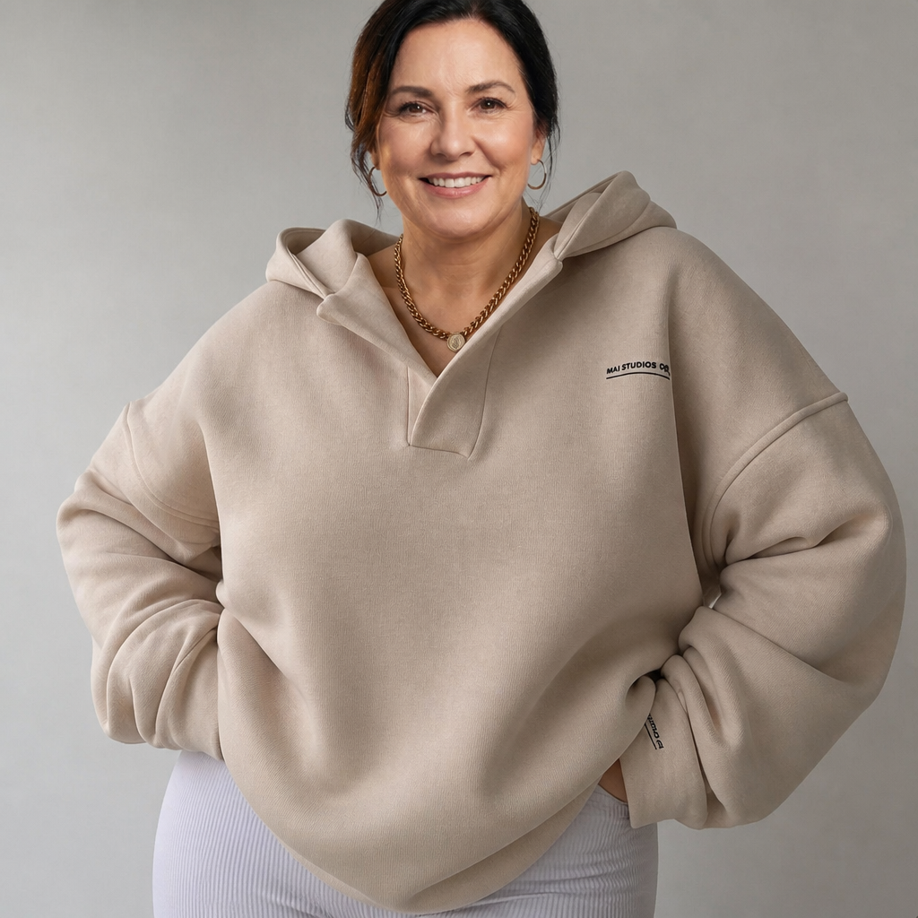 Oversized Crossover Cotton Hoodie - 3