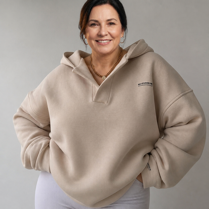 Oversized Crossover Cotton Hoodie - 3